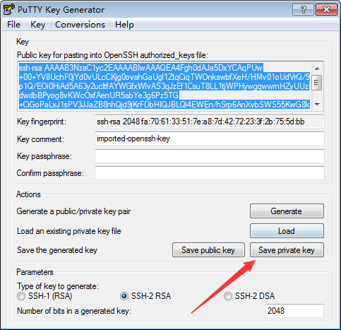 winscp保存私钥